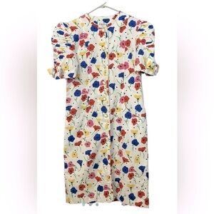 CARELLE Vintage Women’s Size 12 White Pink Red Blue Button Down Floral Dress